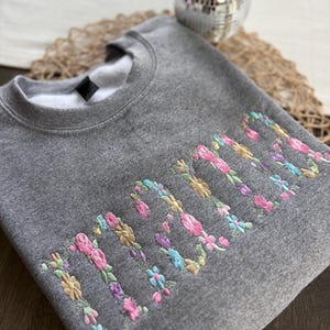 Pastel Floral Mama Embroidered Gemma Crew Sweatshirt | Mother&#39;s Day Gift | Mama Crewneck | New Mom Gift | Gift for Mom