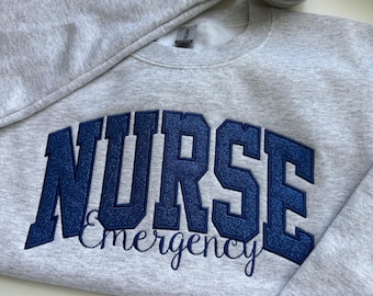 Embroidered Nurse Sweatshirt: Personalized RN Gift, Cotton-Blend Fleece, Emergency Nurse Apparel