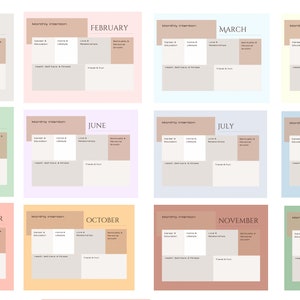 Monthly Vision Board, Mood Board, Goal Setting, Instant Digital Printable Download
