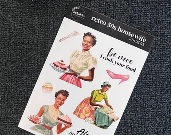 Black Retro Housewife Stickers | Black 50s Stickers | Black Girl Stickers | Black Girl Planner & Journaling Stickers | 4x6 Sticker Sheet