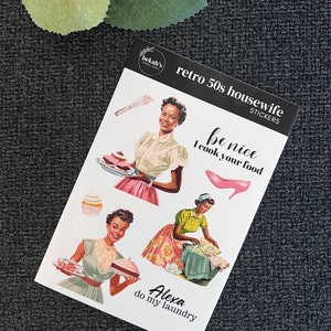 Black Retro Housewife Stickers | Black 50s Stickers | Black Girl Stickers | Black Girl Planner & Journaling Stickers | 4x6 Sticker Sheet