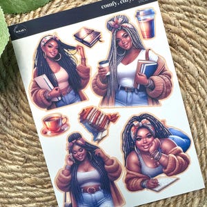 Curvy Black Girl Fall Stickers | Plus Size Fall Stickers  | Autumn Stickers | Black Girl Planner & Journaling Stickers | 5x7 Sticker Sheet