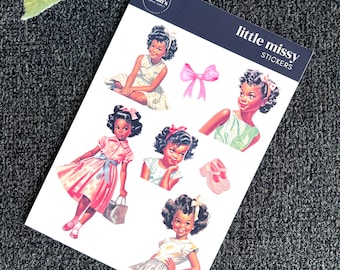 Black Retro Stickers | Black 50s Stickers | Black Girl Stickers | Black Girl Planner & Journaling Stickers | 4x6 Sticker Sheet