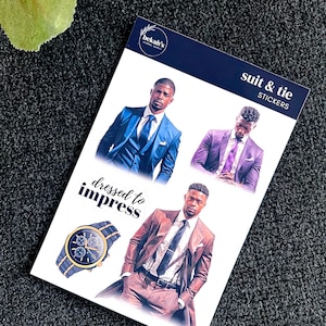 Black Man Stickers | Suit and Tie Stickers | Black Man Planner & Journaling Stickers | 4x6 Sticker Sheet
