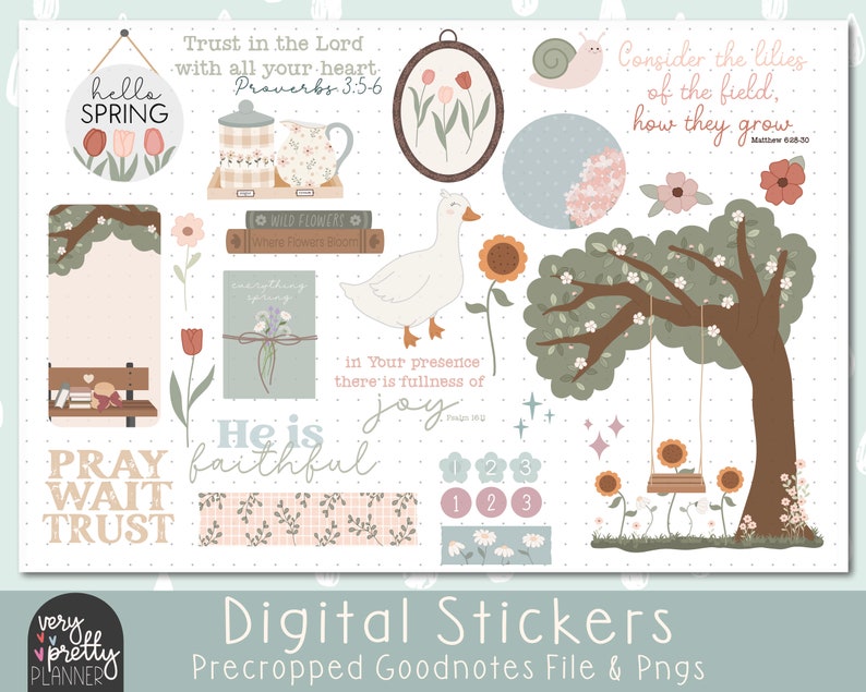 Christian Stickers for Goodnotes, Bible Journaling Digital Stickers