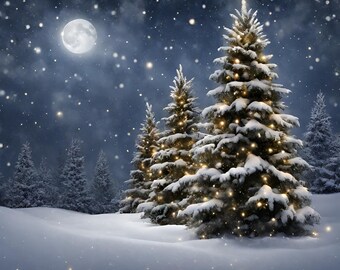 Decorazione da parete natalizia: alberi al chiaro di luna