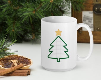 Taza navideña de hoja de cálculo (15 oz)
