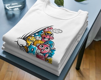 Too Many Smiles, One Crazy Vibe – Funny Cartoon T-Shirt Short-Sleeve Unisex tee