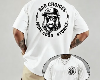 T-Shirt for Men – Chimpanzee Graphic Animal Print Casual Cotton Tee