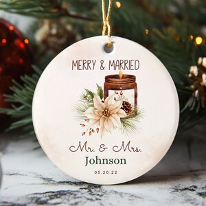 Merry and Married Ornament, Couple&#39;s Ornament, Mr. and Mrs. Ornament, Christmas For Her, Hubby Wifey Christmas, Gift For Wife