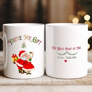 Matching Couple&#39;s Vintage Christmas Mugs, Romantic Christmas Gift, Custom Couples Mugs, Your My Gift Message Mug, Couples Gift, Wifey Gift