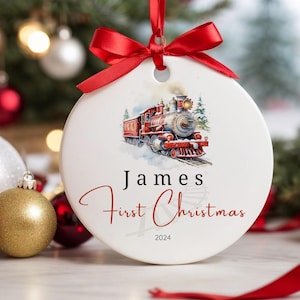 Baby&#39;s First Christmas Ornament, Personalized Baby Name, Personalized Baby&#39;s 1st Christmas Ornament, New Baby Gift, Train Ornament,