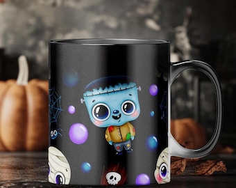 Färgskiftande Halloween-mugg för barn, Små monster: Färgförvandlande design, Halloween-kaffekopp, Nyckfulla Halloween-presenter för barn
