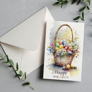 Carte de panier de Pâques personnalisée pour elle lui. Joyeuses Pâques personnalisées pour fille, petite-fille, cadeaux de Pâques pour maman ou papa, carte avec enveloppe