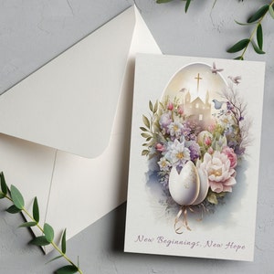 Cartão de Páscoa personalizado para ela, Jesus, Novos começos personalizados para filha, esposa, mãe ou pai, presente de Páscoa! Cartão com envelope, Deus