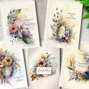 Ensemble de cartes de condoléances, cartes de vœux multi-conceptions (paquet de 5), intérieur vierge, je pense à vous, cartes de chagrin et de deuil