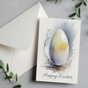 Tarjeta de huevo de Pascua personalizada para ella y él. Tarjeta de Pascua de acuarela personalizada para hija, regalos para hermano, esposa, mamá o papá, tarjeta con sobre