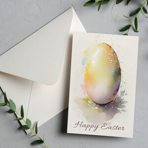 Tarjeta de Pascua personalizada para ella él. Huevo de Pascua personalizado feliz Pascua para hija pintado a mano para esposa mamá o papá, tarjeta con un sobre