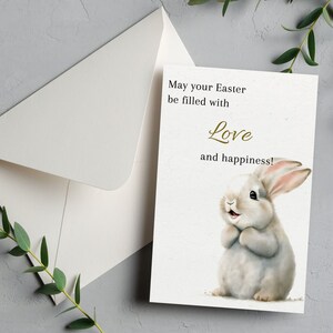 Carte de Pâques personnalisée pour elle lui. Joyeuses Pâques personnalisées pour fille lapin de Pâques peint à la main pour femme maman ou papa, carte avec une enveloppe