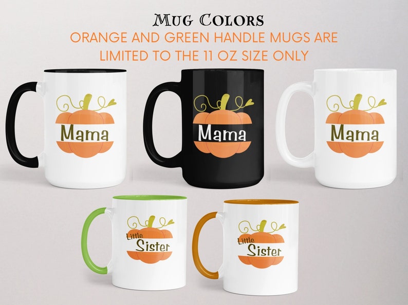 Conjunto de canecas personalizadas para a família no outono, conjunto de canecas Papai Abóbora, Mamãe Abóbora e Pequenas Abóboras, canecas de abóbora, caneca de Halloween para a família, canecas de outono para a família imagem 2