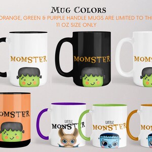 Custom Halloween Family Mugs, Dadcula and Momster with their Little Monsters, Halloween mugs for the family, Ceramic mug, Cute Halloween image 2