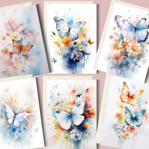 Greeting Card Set | Hand Painted Butterflies , Assorted (set of 5 or 10 Cards), Any Occasion Card Set | Thank you cards | Blank Inside