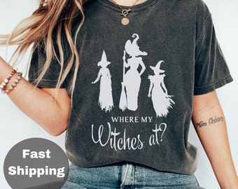 Sudadera de Halloween de temporada espeluznante, camisa de bruja, ¿dónde están mis brujas? Sudadera de otoño, camiseta de bruja, camisas de otoño para mujer, bruja