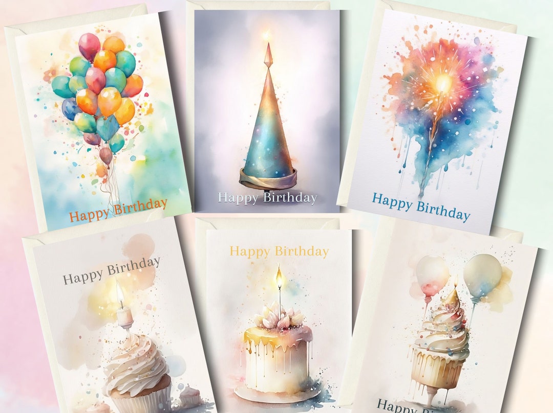 Birthday Card Pack | Cake Cards | Balloon Cards | Happy Birthday Card ...