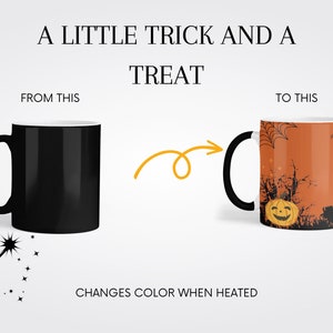 Halloween Kleur Veranderend Ontwerp, Boo-tiful Begraafplaats Kleur Morphing Mok, Halloween, Spooky Trick or Treat Cup, Pompoen Mok afbeelding 5