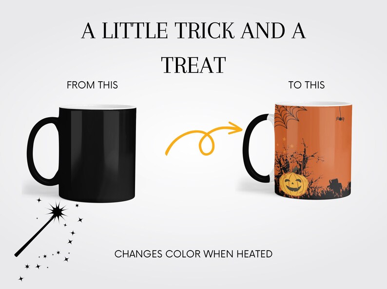 Halloween Kleur Veranderend Ontwerp, Boo-tiful Begraafplaats Kleur Morphing Mok, Halloween, Spooky Trick or Treat Cup, Pompoen Mok afbeelding 5