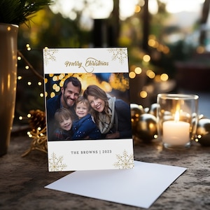 Custom Christmas Card, Moden Personalized Family Photo Holiday Card, Custom Family Keepsake, 10 - 50 card pack Bundle, Christmas Cards