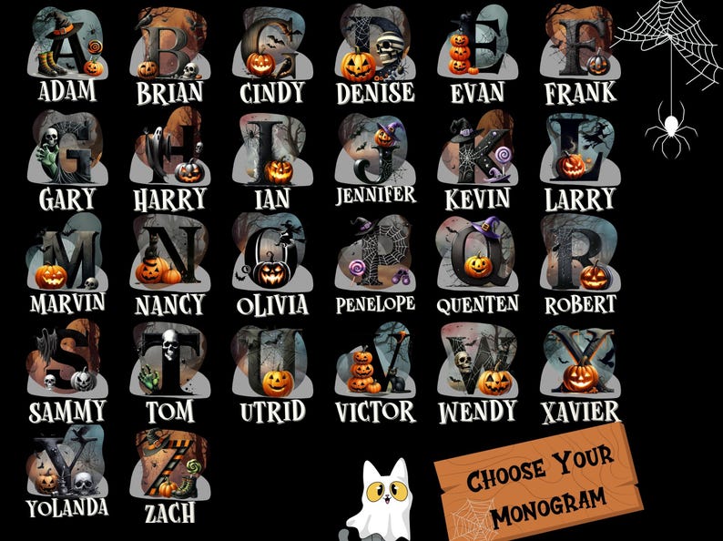 a black background with a bunch of halloween letters