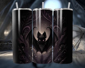 Gothic Bat Tumbler, Halloween Drinkware, Cute Spooky Cup, Black Bat Gift, Dark Aesthetic Tumbler, 20oz Skinny Tumbler, Gift For Her