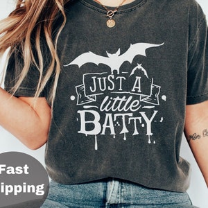 Halloween Comfort Colors shirt, A Little Batty, Funny Halloween Tee, Funny Bat Halloween Shirt, Bat Shirt, Cool Halloween Shirt