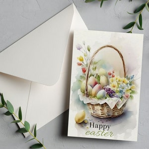 Personalisierte Osterkorb-Karte für sie ihn. Benutzerdefinierte Frohe Ostern für Tochter Ostergeschenke für Frau Mama oder Papa, Karte mit Umschlag, Personal