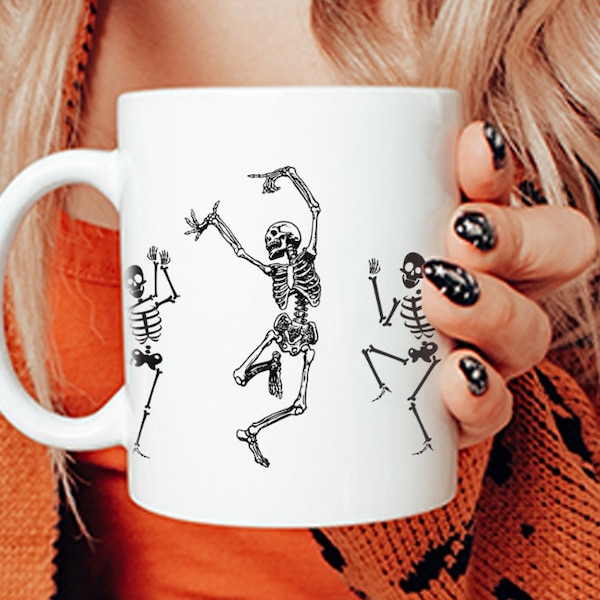 Dancing Skeletons Mug, Halloween Mug, Mug For Women, Mom Halloween, Halloween Theme Funny, Skeleton Mug, Skeletons Dancing Mug