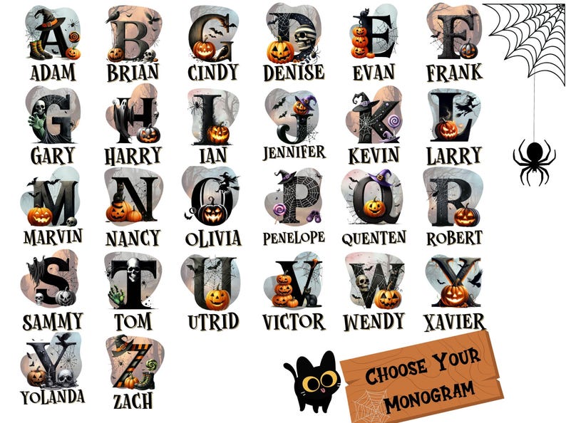 a large set of halloween font and numbers