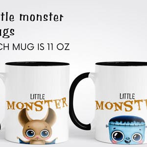 Custom Halloween Family Mugs, Dadcula and Momster with their Little Monsters, Halloween mugs for the family, Ceramic mug, Cute Halloween image 4
