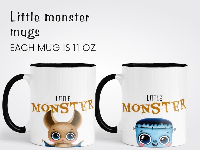 Custom Halloween Family Mugs, Dadcula and Momster with their Little Monsters, Halloween mugs for the family, Ceramic mug, Cute Halloween image 4