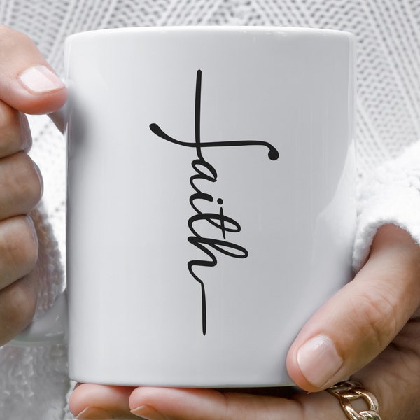 Faith Mug, Faith Cross Mug, Christian Gift, Faith Gift, Chirstian mugs, Love and Grave Mug, Faith Cross, Vertical Cross, Jesus