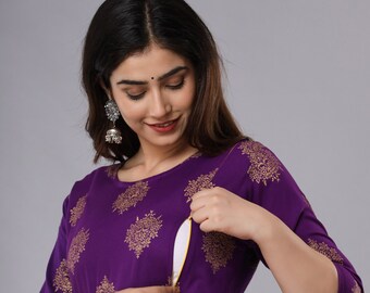 Anarkali Feeding Kurti voor dames voor eenvoudig borstvoeding geven met ritssluitingen