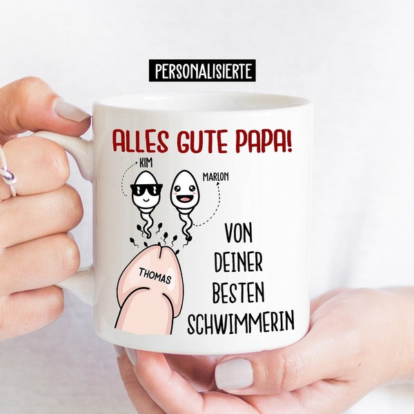 Bester Schwimmer Tasse Kinder, Papas beste Schwimmer - Personalisiert - Bester Papa - Geschenke - Geburtstag - Geschenk zum Vatertag