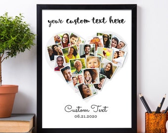 Personalized Heart Photo Collage Canvas Print Custom Gift for Boyfriend Girlfriend Framed Birthday Gift Valentines Day Gift Digital Printed