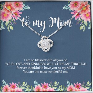 To My Mom Necklace: Cubic Zirconia Love Knot Pendant