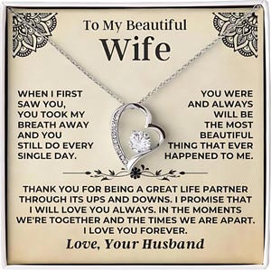 To My Beautifull Wife Necklace, Heart Necklace, Birthday Valentine&#39;s Day Gift For Wife, Wife Gift, Love Gift For Wife