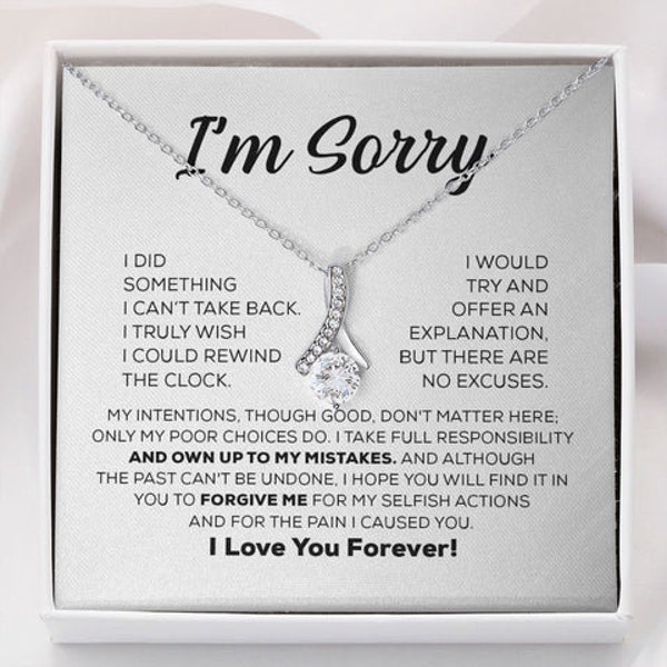 I'm Sorry Gift Apology Gift Necklace For Her, Please Forgive me Gift Wife, Girlfriend, Friend, Forgiveness, Forgive Necklace