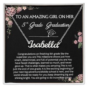 Personalized 5th Grade Graduation Necklace Gift for Her, Custom Elementary School Graduation Gift Idea, Class of 2026 Grad Gift for Girls