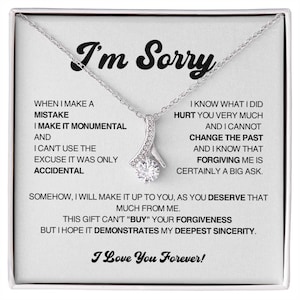 Je suis désolé cadeau collier cadeau excuses pour elle, veuillez me pardonner cadeau femme, petite amie, ami, pardon, pardonner collier