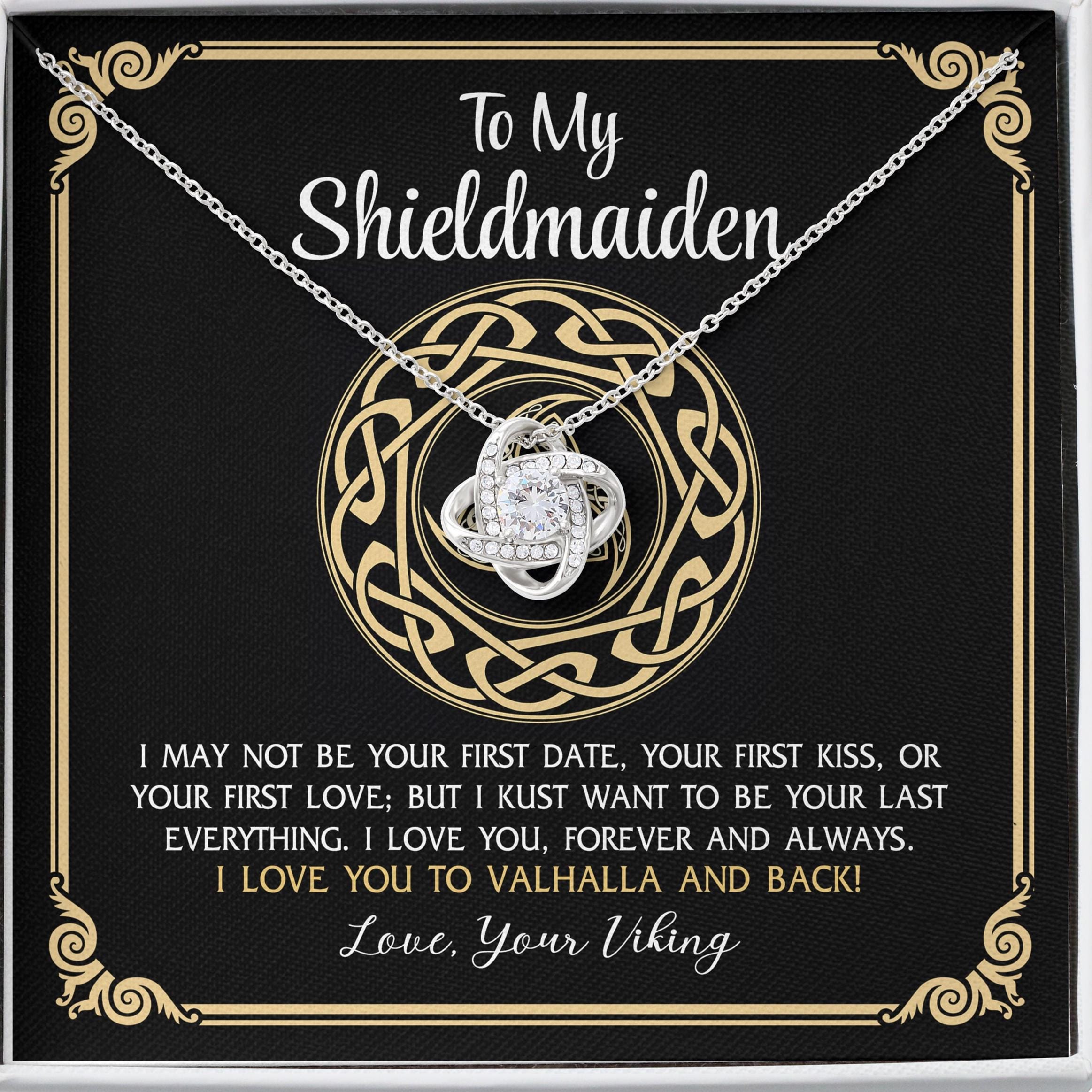 Collar con nudo de amor para mi doncella escudera, te amo hasta el Valhalla y de regreso, regalo para esposa, regalo para novia, regalos vikingos