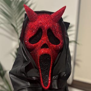 Ghost Devil Bling Mask, Rhinestone Ghost Mask, scream mask, cosplay, Photo prop , Dead by daylight mask, Custom Horror Glam